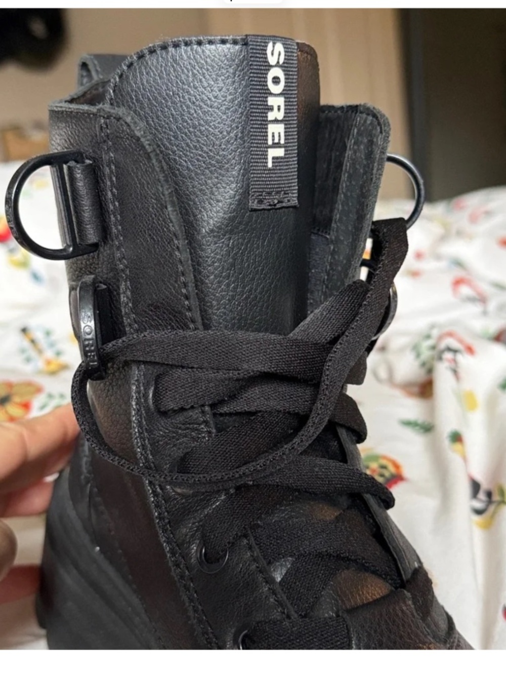 Sorel Black Leather Lace-Up Boots - Picture 5 of 8
